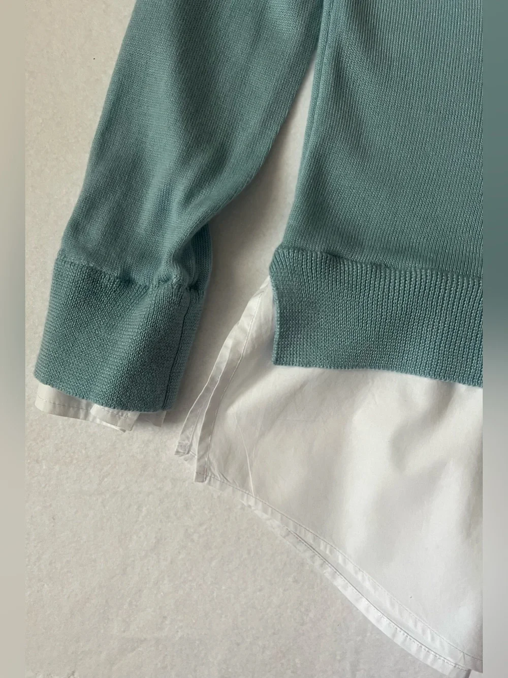 Pearl By Lela Rose 2-in-1 Layered Merino Wool Sweater Size M, Lt.. Turq., EUC - Picture 4 of 16